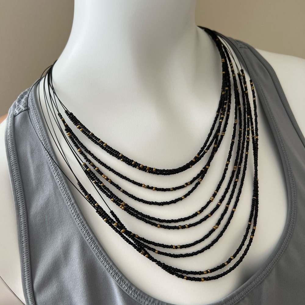 Black and gold layered necklace
